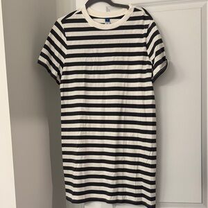 Grey and White Striped T-Shirt Dress